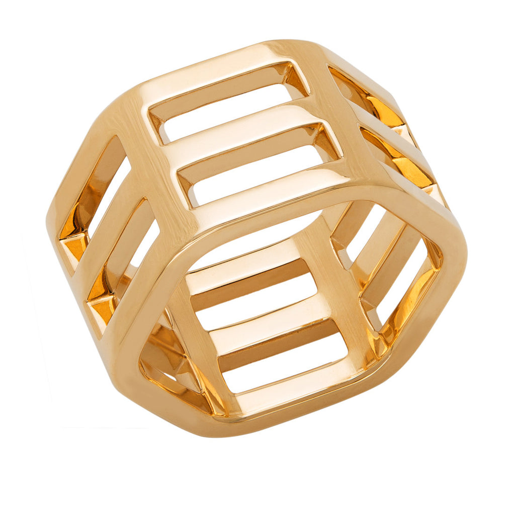 triple row gold ring